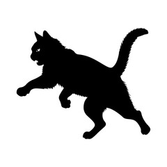 A Angry Cat vector silhouette isolated whtie background
