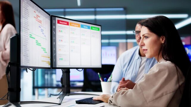 Agile Business Team Using Kanban Board