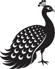 Peacock Silhouette - Majestic Bird  Peacock Vector Design logo  Black and white silhouette peacock vector illustration. Silhouette illustration of a peacock Tail Display on Whi