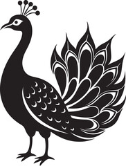 Peacock vector Silhouette -  Vector Design logo peacock  Black and white silhouette peacock vector illustration. Silhouette illustration of a peacock Tail Display on Whi