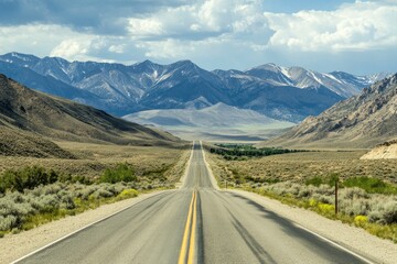 Naklejka premium Landscape with road and mountains , ai