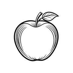 Apple with leaves. Apple Line Icon. Editable Stroke. Apple vector icon Illustration
