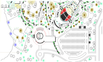 Vector illustration silhouette design detail background layout plan siteplan landscape city park metropolis full of plants
