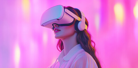 VR Headset Woman Neon.