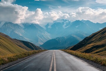 Landscape with road and mountains , ai