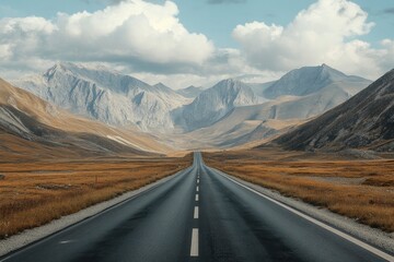 Fototapeta premium Landscape with road and mountains , ai