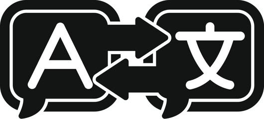 Language exchange icon representing the concept of translating languages using software or an app
