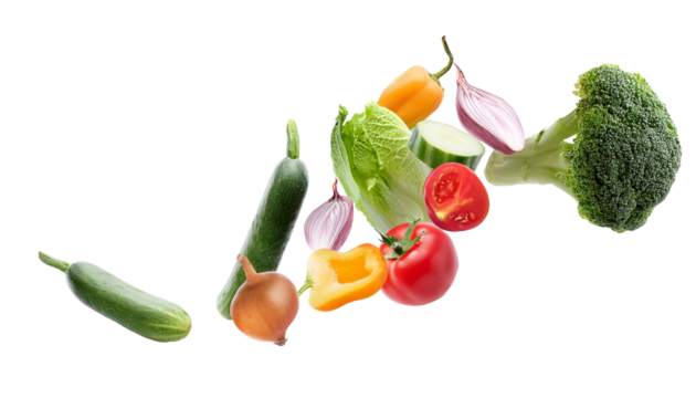 フレッシュな野菜が空を飛ぶfresh vegetables flying in the sky