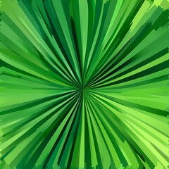 Fototapeta premium Vibrant green abstract radial pattern with textured lines.
