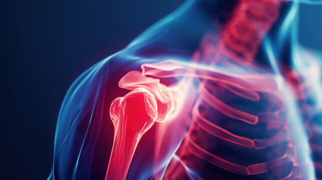 Shoulder muscle pain x-ray concept, medical treatment, rehabilitation and injury concept.