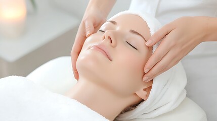 Naklejka premium Natural Beauty Spa Facial Massage Serene Spa Relaxation Photography