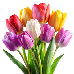 Set of tulip flowers isolated on a transparent background