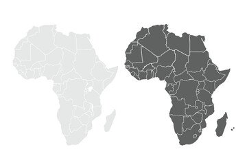 Africa map.Nigeria, South Africa, Egypt, Kenya, Ghana, Morocco, Ethiopia, Tanzania, Algeria, Uganda.