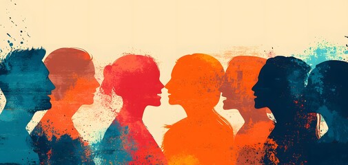 Engaging Faces Amidst Rich Colors: A Celebration of Diversity and Communication in Unity. People Diversity Concept.