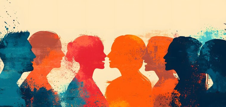 Engaging Faces Amidst Rich Colors: A Celebration of Diversity and Communication in Unity. People Diversity Concept.