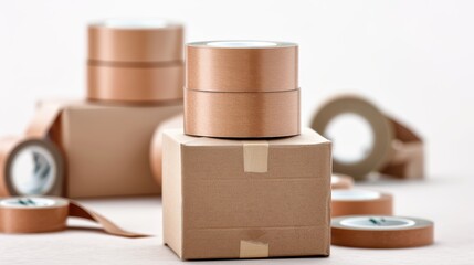 Obraz premium A strong and durable packing tape with a variety of widths and thicknesses. The packing tape is designed to seal shipping boxes and protect items from damage. The packing tape is made from durable