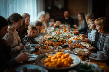Big Family Is Having Lunch