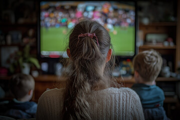 Fototapeta premium Family Watching Sports On Tv