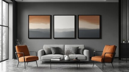 Modern Living Room with Abstract Art Generative AI