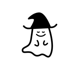 目を閉じるかわいいオバケのイラスト
