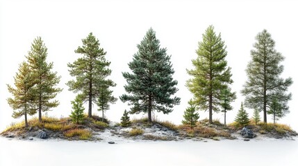 Obraz premium Row of Pine Trees in Autumn Generative AI