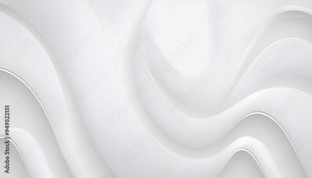 Fototapete abstract white wave background. 3d white background with white curved wavy sparkle with copy space f