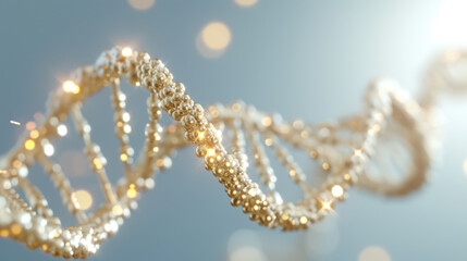 A gold colored DNA strand with a lot of glitter on it