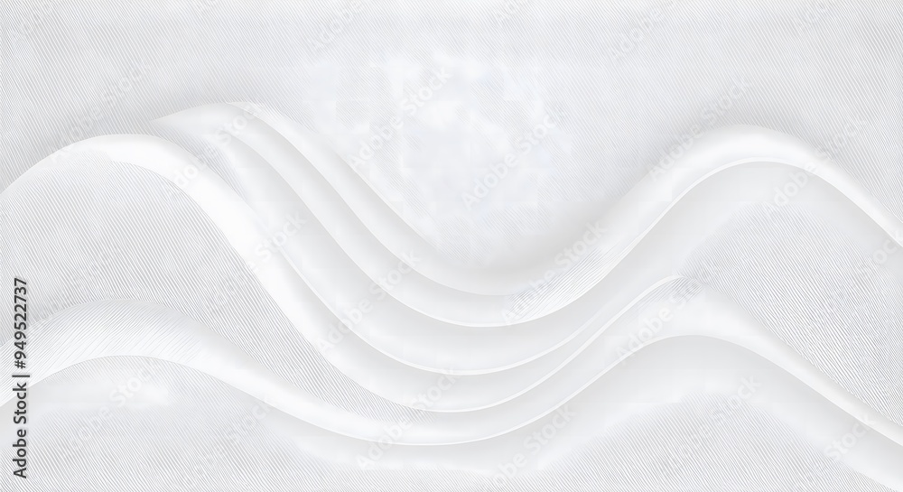 Fototapete abstract white wave background. 3d white background with white curved wavy sparkle with copy space f