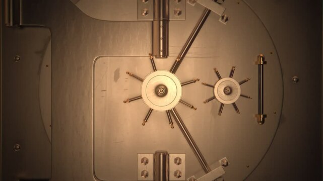 A Solid Metal Gate Used By Bank To Protect And Secure All Of The Stored Deposit The Financial And Business Concept Heavy Vault Door Opening A Solid Metal Gate Is Used By The Banking System To Protect 