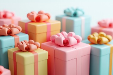 Obraz premium Assortment of colorful gift boxes with bows