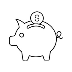 Obraz premium Simple line art piggy bank icon with dollar sign representing savings and finance