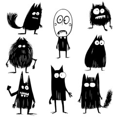 Drawings of creatures like monster, goblins, and zombies.