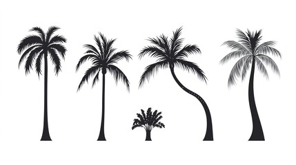 Palm Trees Icon Vector Line Art Silhouette Illustration, Featuring Simple and Elegant Palm Tree Shapes. The Design is Minimalistic and Clean, Ideal for Tropical or Coastal-Themed Graphics and Projects