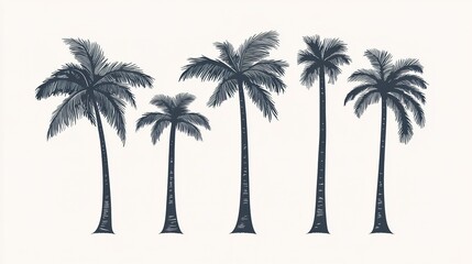 Palm Trees Icon Vector Line Art Silhouette Illustration, Featuring Simple and Elegant Palm Tree Shapes. The Design is Minimalistic and Clean, Ideal for Tropical or Coastal-Themed Graphics and Projects