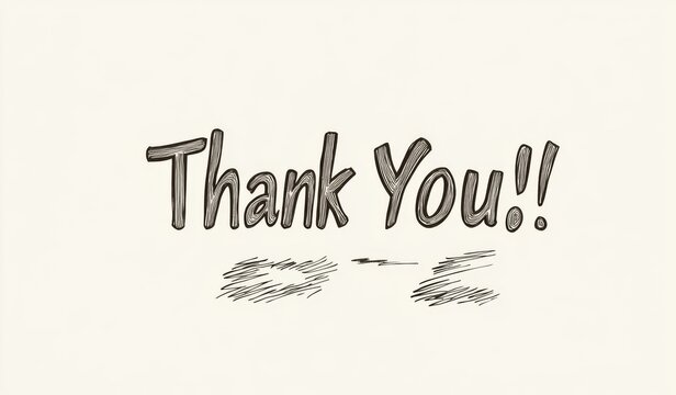 Simple Line Drawing of "Thank You!"  