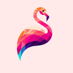 flamingo logo design Abstract colorful polygon