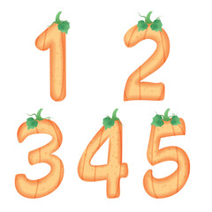 Pumpkin number 1-5, illustration