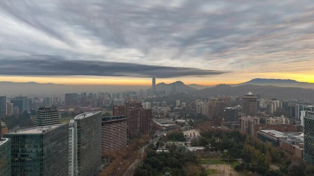 Parque Araucano Las Condes Santiago de Chile Dusk Winter