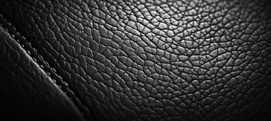 A close up of a black leather surface