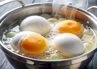 Egg Poaching Techniques Cooking Water Boiling Soft Runny Bright Whites Yolks Smooth Whites Glossy Shiny Fresh Cracks Steam Wobble Shape Form Ease