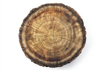 Obraz premium A cross-section of a tree trunk displaying growth rings and natural wood texture.