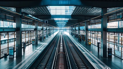 Obraz premium empty modern train station day time