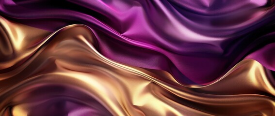 Fototapeta premium Abstract Purple and Gold Silk Fabric