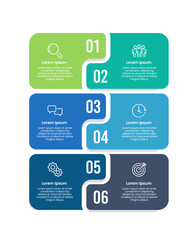 6 alternating vertical infographic options design template. Business presentation, Banner, Brochure, Poster and Planning. Vector illustration.