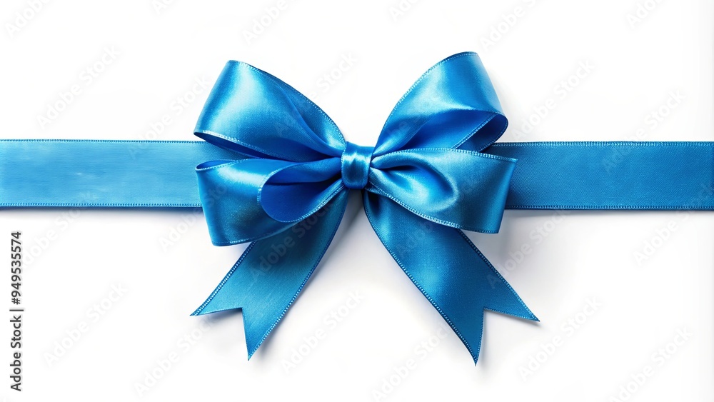 Sticker Blue ribbon with a bow on the side, perfect for adding a touch of elegance and sophistication