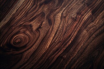Fototapeta premium Detailed view of smooth and polished dark walnut wood surface, Smooth and polished dark walnut wood texture