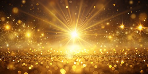 Naklejka premium Glowing golden light with sparkling particles, evoking sensations of joy, prosperity, and celebratory moments