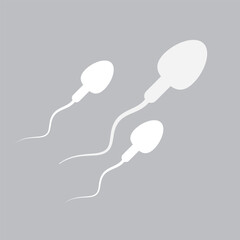 Flat illustration of sperm on gray background. Male sex cell.