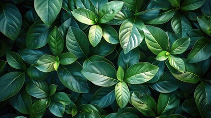 Tropical Dark Green Leaf Texture Full Frame View Of Lush Green Leaves In Top Down Perspective Background. Generative AI.