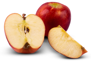 Sliced red apples isolated on transparent background
